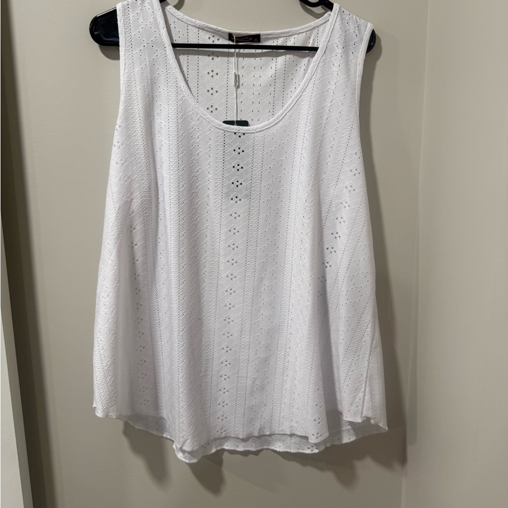 White Sleeveless Eyelet Top